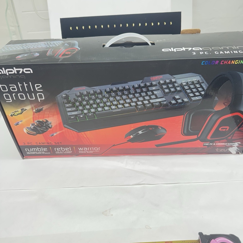 Alpha Gaming Battle Group 3 Pieces Keyboard Mouse Headset For PC Console |New!